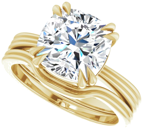 Sužadėtuvių Žiedas „Double Claw-Prong Solitaire“ 14k yellow gold Cushion 9mm (10)