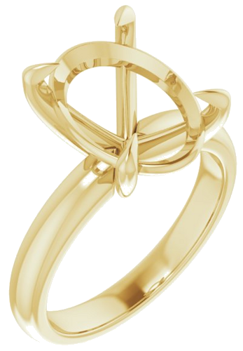 14K Yellow 14x10 mm Oval Solitaire Engagement Ring Mounting (1)