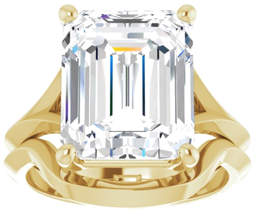 Sužadėtuvių Žiedas „Solitaire Split Shank“ 14k yellow gold Emerald 12mm x 10mm (8)