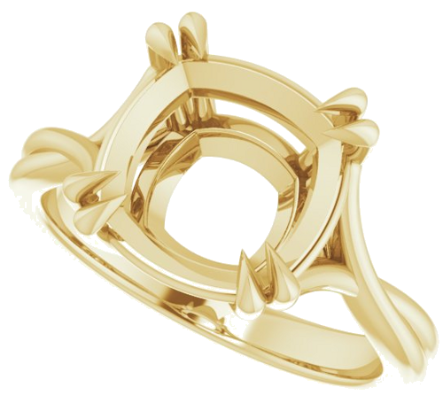 14K Yellow 10 mm Cushion Solitaire Engagement Ring Mounting (5)