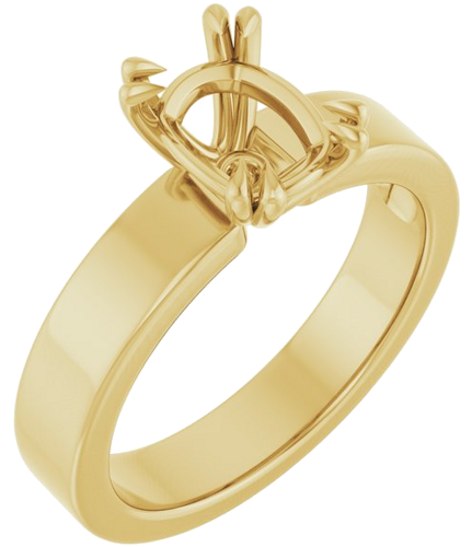 Sužadėtuvių Žiedas „Double Claw-Prong Solitaire“ 14k yellow gold Elongated Cushion 8mm x 6mm (1)