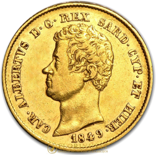 20 Lirų auksinė moneta Carlo Alberto, Sardinijos Karalystė (1)