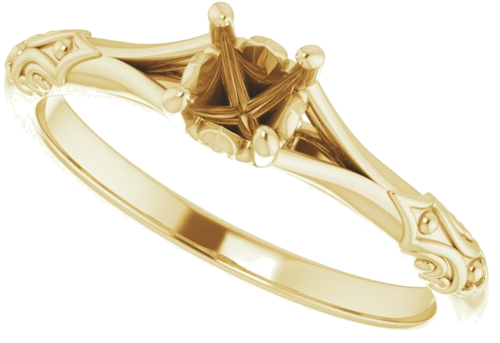 Sužadėtuvių Žiedas „Solitaire Sculptural“ 10k yellow gold Round 4.4mm (5)