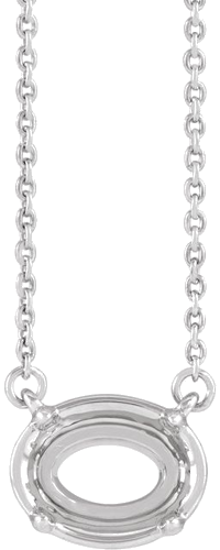 Pakabukas „Claw-Prong Solitaire Bezel-Style“ 14k white gold Oval 8mm x 6mm (1)