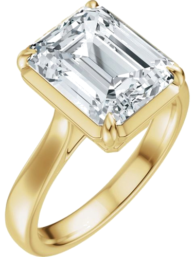 Sužadėtuvių Žiedas „Claw-Prong Solitaire Bezel-Style“ 14k yellow gold Emerald 10mm x 8mm (1)