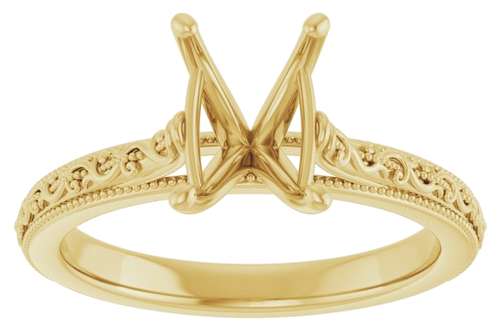 14K Yellow  8x6 mm Emerald Solitaire Engagement Ring Mounting (3)