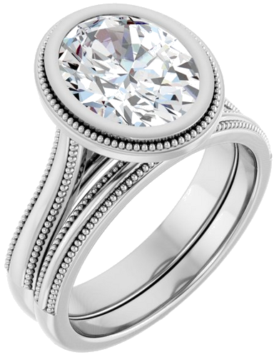 14K White 10x8 mm Oval Solitaire Engagement Ring Mounting (6)