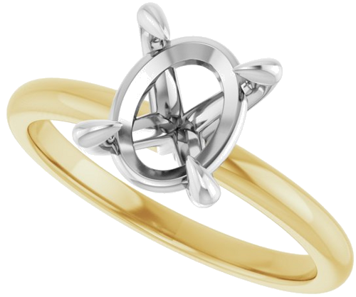 Sužadėtuvių Žiedas „Solitaire“ 750 Baltojo Ir Geltonojo Aukso Oval 9mm x 7mm (5)