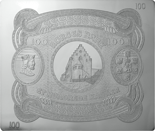 Bank of Norway silver plate 100 kroner (2)