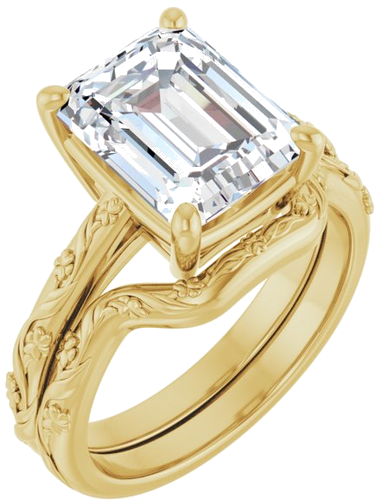 Sužadėtuvių Žiedas „Solitaire“ 14k yellow gold Emerald 10mm x 8mm (6)