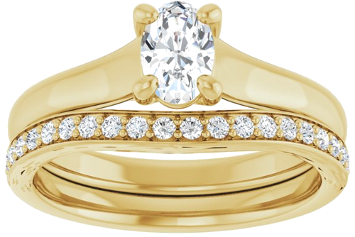 Sužadėtuvių Žiedas „Solitaire“ 585 Geltonojo Aukso Oval 6mm x 4mm (8)