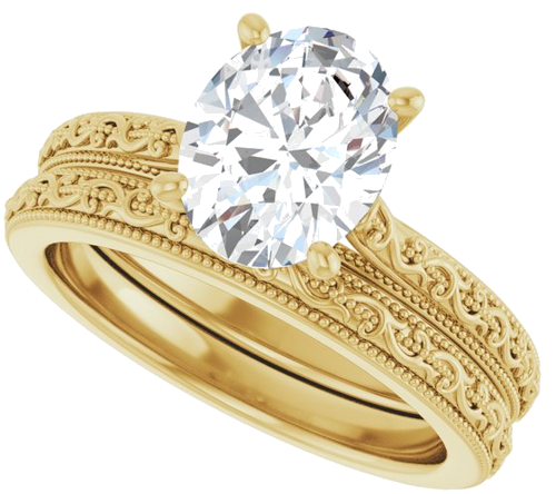 Sužadėtuvių Žiedas „Solitaire Sculptural“ 14k yellow gold Oval 9mm x 7mm (10)