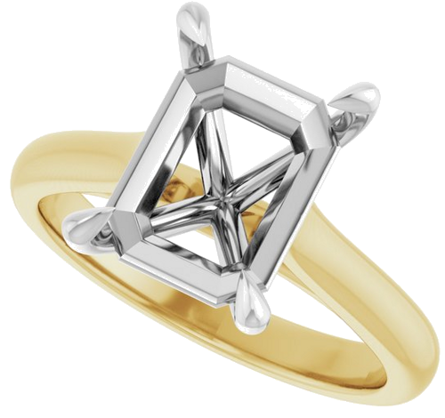 Sužadėtuvių Žiedas „Claw-Prong“ 14k yellow/white gold Emerald 10mm x 8mm (5)