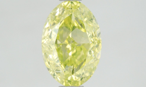 1.0 carat Fancy Intense Greenish Yellow-SI2 Natūralus Oval Deimantas (1)