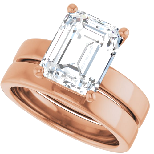 Sužadėtuvių Žiedas „Solitaire“ 14k rose gold Emerald 10mm x 8mm (10)