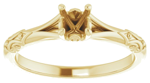 Sužadėtuvių Žiedas „Solitaire Sculptural“ 10k yellow gold Round 4.4mm (3)