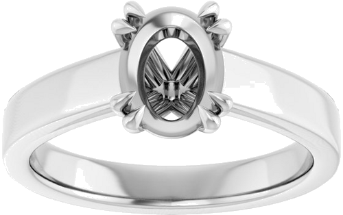 14K White 8x6 mm Oval Engagement Ring Mounting (3)