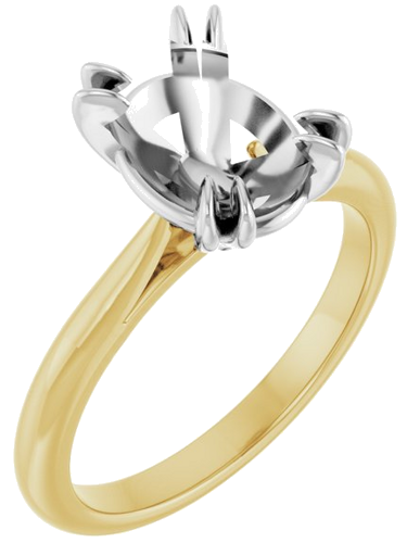 14K Yellow White 10 x 8 mm Oval Engagement Ring Mounting (1)
