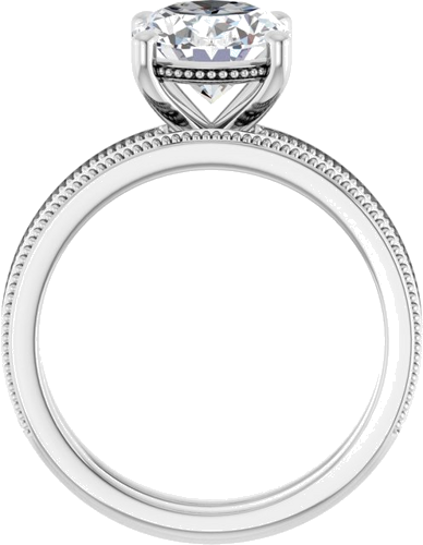 Sužadėtuvių Žiedas „Solitaire Milgrain“ 14k white gold Oval 10mm x 8mm (7)