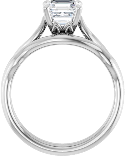 Sužadėtuvių Žiedas „Solitaire Sculptural“ 14k white gold Asscher 6mm (7)