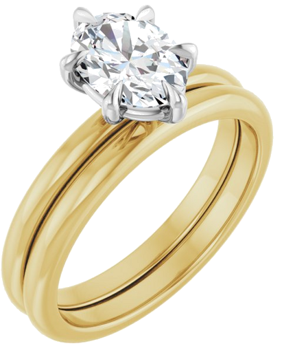 Sužadėtuvių Žiedas „Claw-Prong“ 14k yellow/white gold Oval 8mm x 6mm (6)