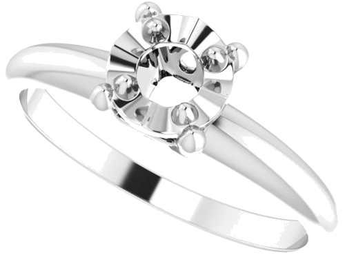 14K White 3.7 mm Round 4-Prong Illusion Solitaire Ring Mounting (5)