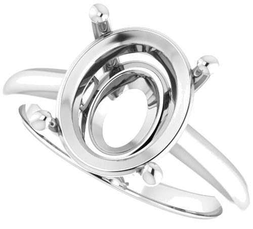 Sužadėtuvių Žiedas „V-End Prong“ 14k white gold Oval 12mm x 10mm (5)