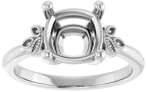 Sužadėtuvių Žiedas „Solitaire“ 14k white gold Cushion 8mm (3)