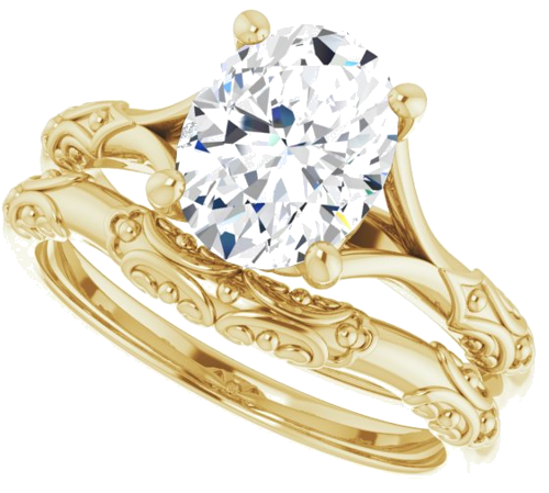 14K Yellow 9x7 mm Oval Solitaire Engagement Ring Mounting (10)