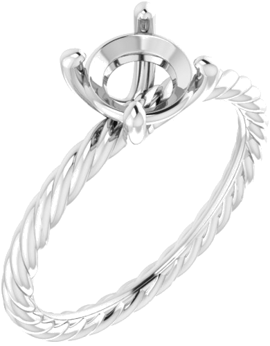 Sužadėtuvių Žiedas „Solitaire Rope“ 14k white gold Round 6.5mm (1)