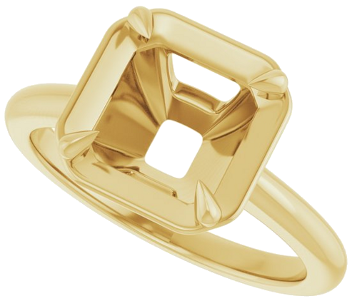 Sužadėtuvių Žiedas „Claw-Prong Solitaire Bezel-Style“ 14k yellow gold Asscher 8mm (5)