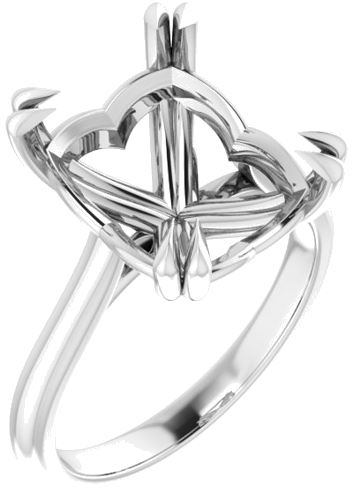 Sužadėtuvių Žiedas „Double Claw-Prong“ 10k white gold Emerald 12mm x 10mm (1)