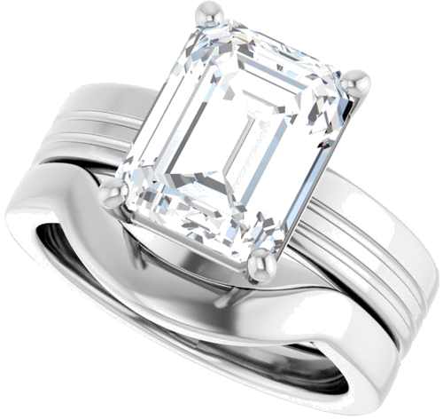 Sužadėtuvių Žiedas „Solitaire“ 585 Baltojo Aukso Emerald 10mm x 8mm (10)