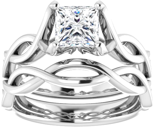 Sužadėtuvių Žiedas „Solitaire Rope“ 14k white gold Square 5.5mm (8)