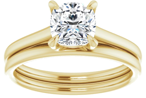 14K Yellow  6 mm Cushion Solitaire Engagement Ring Mounting (8)