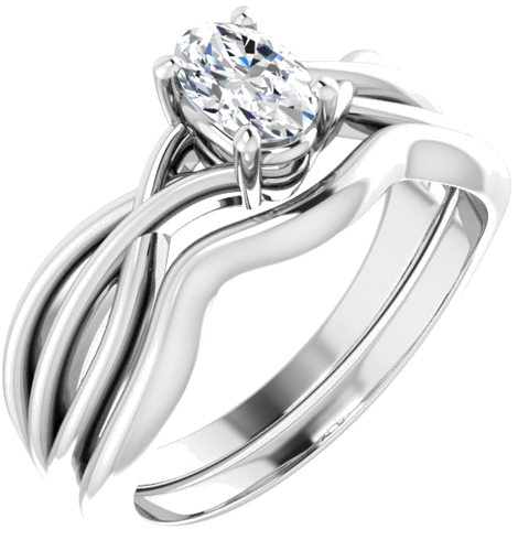 Sužadėtuvių Žiedas „Solitaire“ 14k white gold Oval 6mm x 4mm (6)