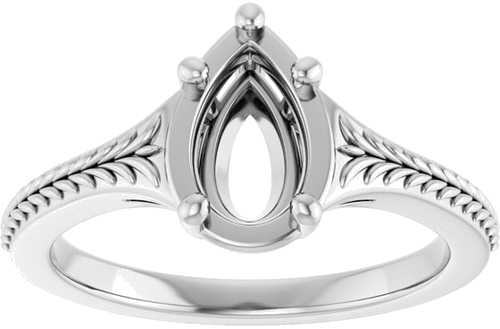 Sužadėtuvių Žiedas „Solitaire“ 14k white gold Pear 8mm x 5mm (3)