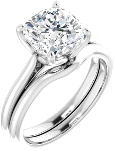 14K White  8 mm Cushion Solitaire Engagement Ring Mounting (6)