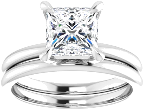 Sužadėtuvių Žiedas „Solitaire“ 585 Baltojo Aukso Square 6.5mm (8)