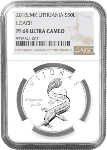 2010 г. Сребърна монета от 50 литаса на Литва PF 69 ULTRA CAMEO (1)