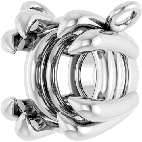 Pakabukas „Round 4-Prong Double-Claw“ 585 Baltojo Aukso Round 6mm (2)