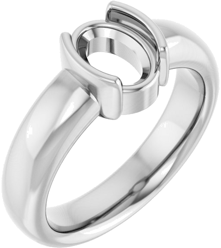 Sužadėtuvių Žiedas „Half-Bezel Solitaire“ 14k white gold Oval 8mm x 6mm (1)