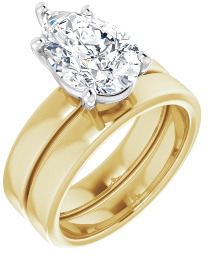 Sužadėtuvių Žiedas „Solitaire“ 18k yellow/white gold Pear 12mm x 8mm (6)