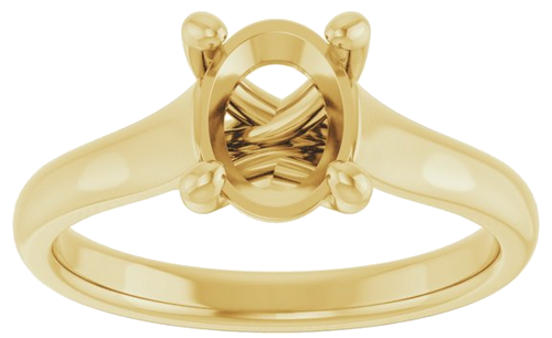 14K Yellow 8x6 mm Oval Solitaire Engagement Ring Mounting (3)