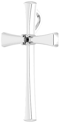 Pakabukas „Solitaire Cross“ 585 Baltojo Aukso Round 2mm (2)