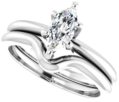 14K White  8x4 mm Marquise Solitaire Engagement Ring Mounting (10)