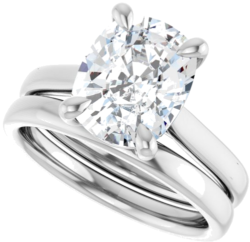 Sužadėtuvių Žiedas „Claw-Prong Solitaire“ 14k white gold Elongated Cushion 10mm x 8mm (10)