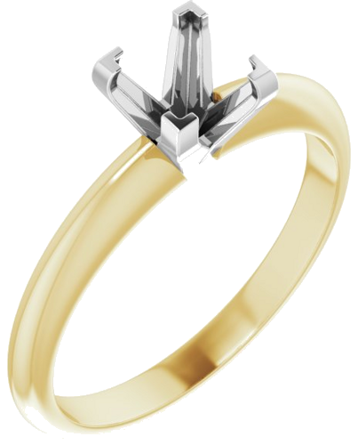 Sužadėtuvių Žiedas „V-End Solitaire“ 585 Baltojo Ir Geltonojo Aukso Square 5mm (1)