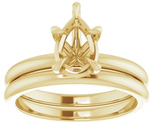 14K Yellow 9x6 mm Pear Solitaire Engagement Ring Mounting (8)