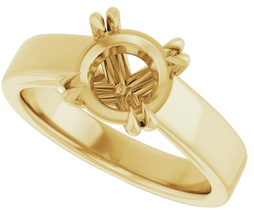 14K Yellow 8 mm Round Engagement Ring Mounting (5)